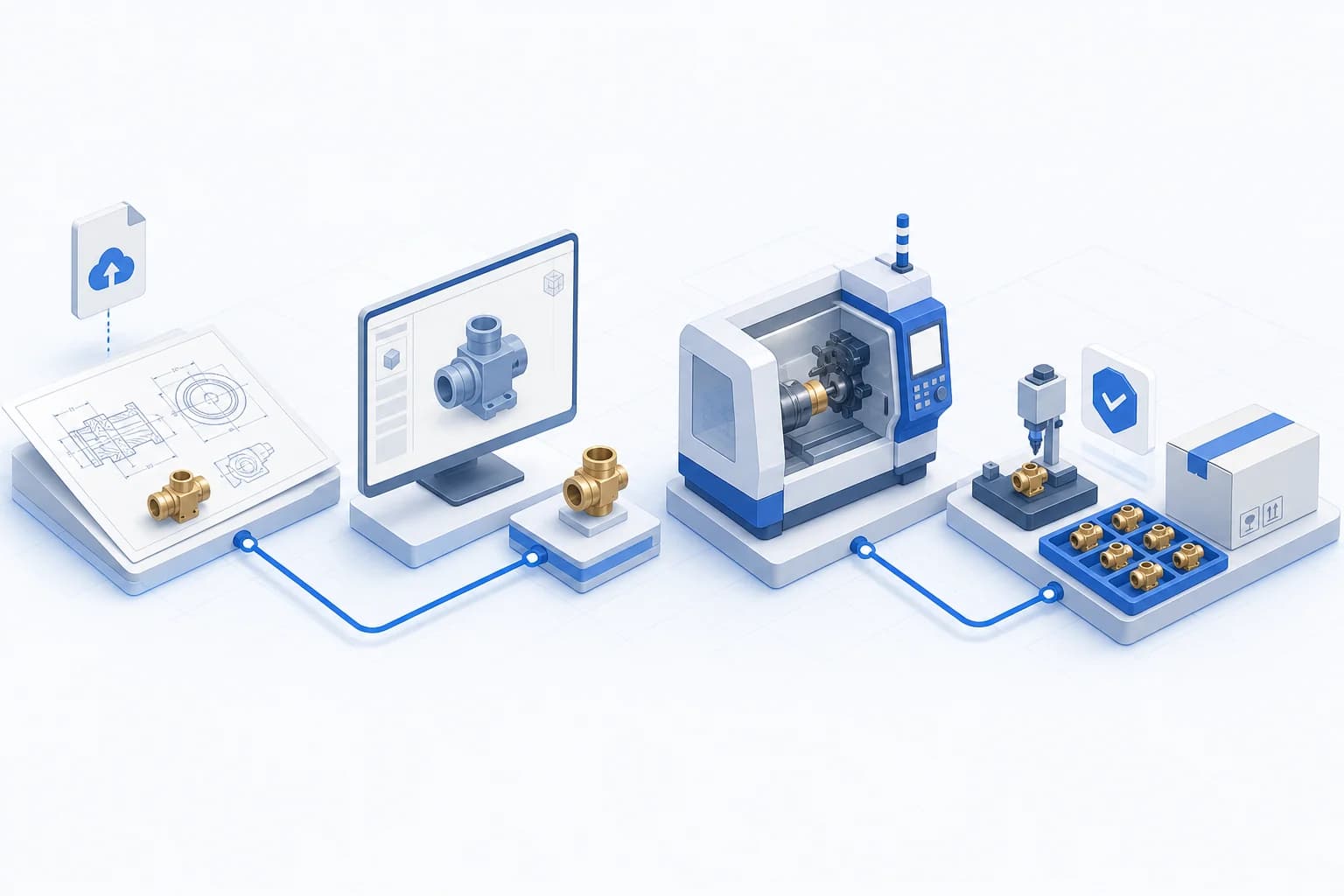 Drawing-to-production workflow illustration