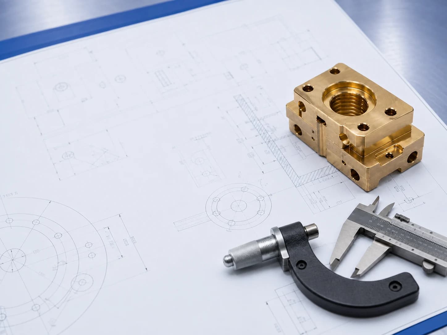 Engineering drawing review with a brass component