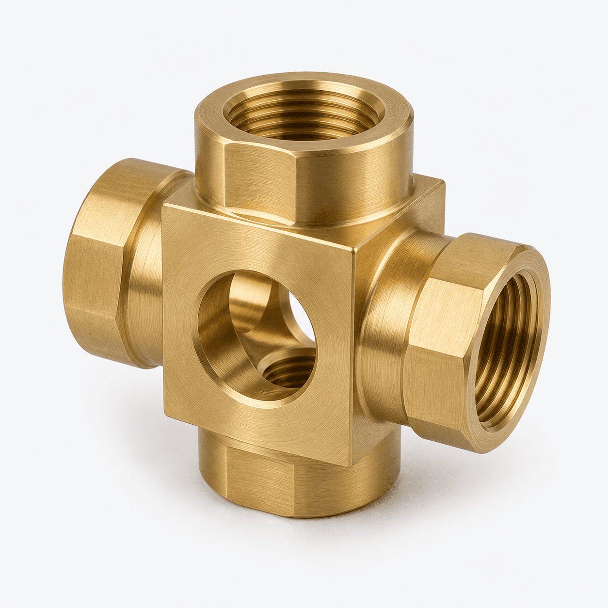Cross-drilled Connector brass component